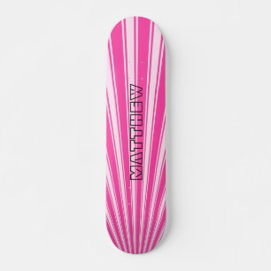 Wild Strawberry Colour Stripe Funky Pattern Skateboard