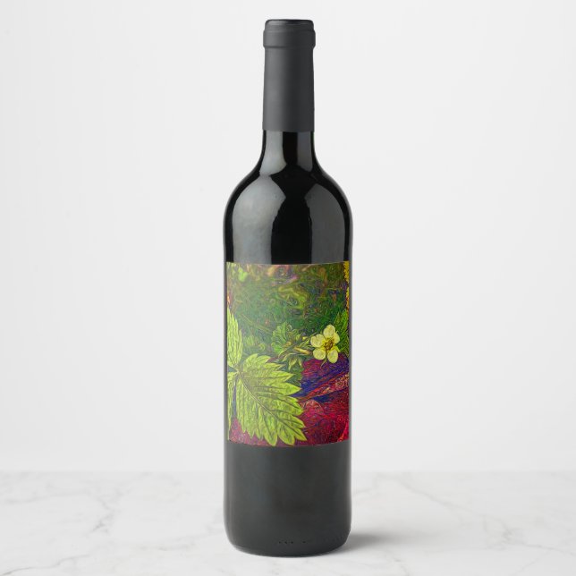Wild Strawberry Plant Wine Label (Front)
