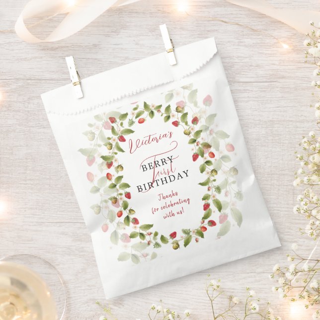 WILD STRAWBERRY SWEET BABY BIRTHDAY FAVOUR BAGS (Clipped)