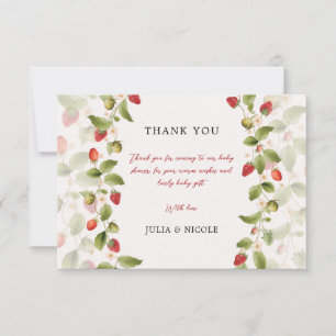 WILD STRAWBERRY SWEET BABY SHOWER THANK YOU CARD