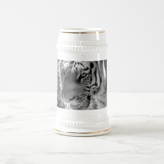 Wild Striped Tiger Black and White Beer Stein (Center)