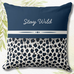 Wild Style Animal Print Navy Blue Accent Pillow