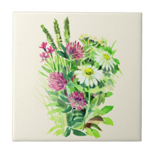 Wild summer flowers ceramic tile