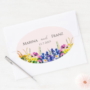 Wild summer flowers oval sticker