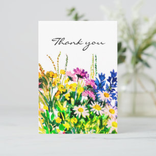 Wild summer flowers thank you card