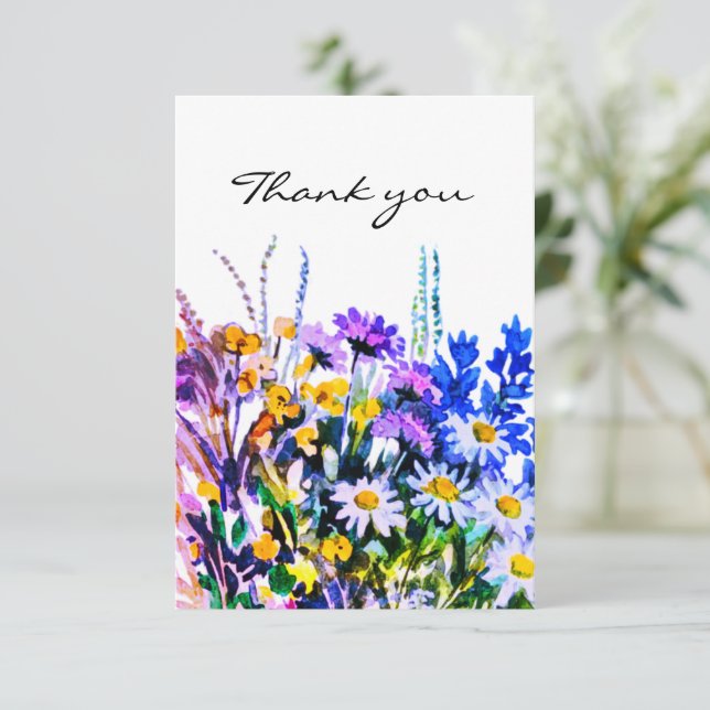 Wild summer flowers thank you card (Standing Front)