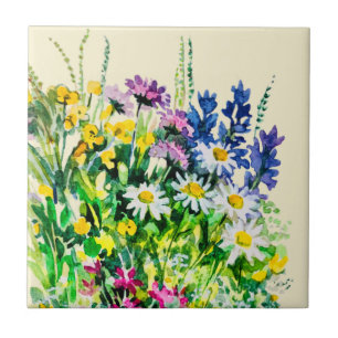 Wild summer flowers tile