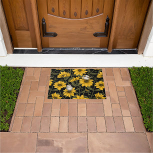 Wild sunflowers and goldcrest birds/ yellow doormat
