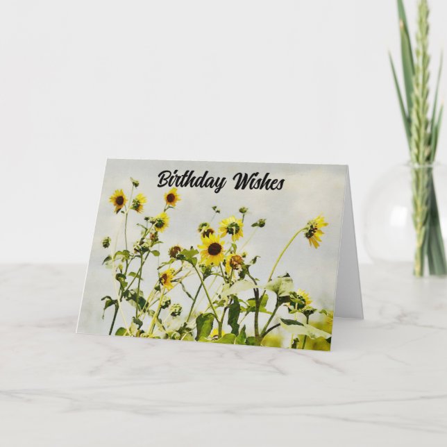 Wild Sunflowers Art Birthday Card (Front)
