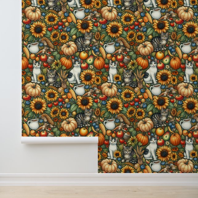 Wild Sunflowers, Cats and Coffee Pitchers Wallpaper (Application)