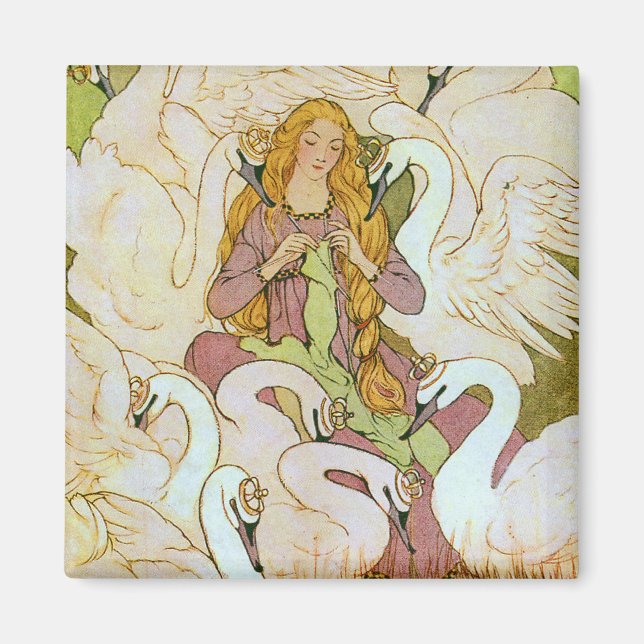 Wild Swans Fairy Tale Art Magnet (Front)