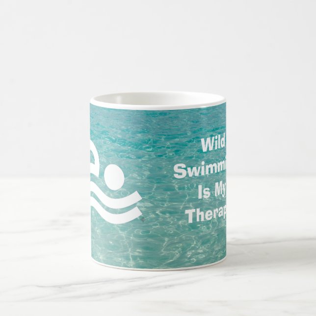 Wild Swimming Is My Therapy Art Coffee Mug (Center)