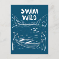 Wild swimming with friends in lake near boat