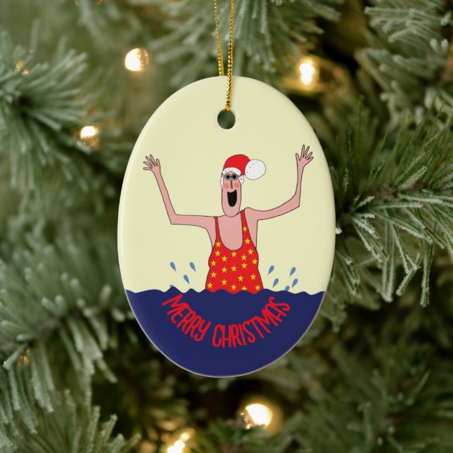 Wild Swimming Woman Christmas  Ceramic Tree Decoration (Tree)