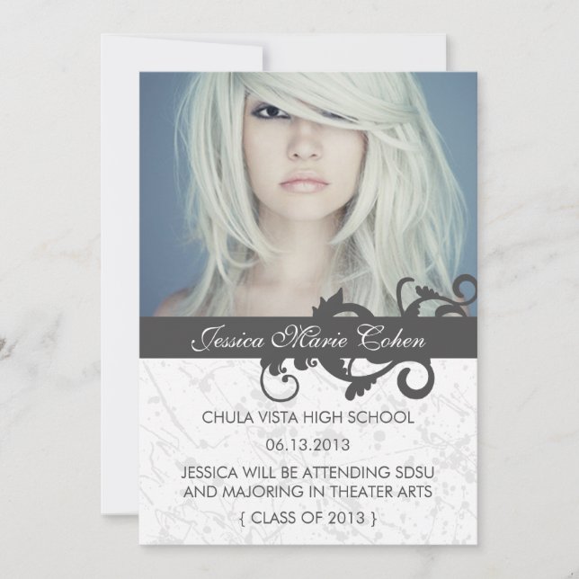Wild Swirls Class of Graduation Announcement (Front)
