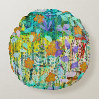 Wild Tangerine - Nature Inspired Art by JustJaynie Round Cushion