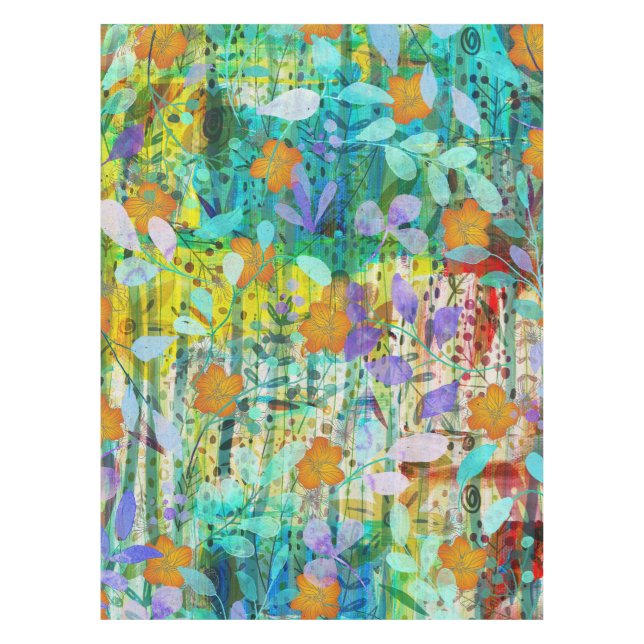 Wild Tangerine - Nature Inspired Floral Art -  Tablecloth (Front)