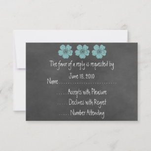 Wild Teal Roses Chalkboard RSVP Cards