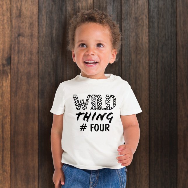 Wild Thing Number Quote Funny Leopard Print Baby T-Shirt (Creator Uploaded)