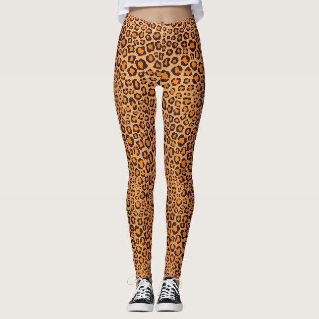 Wild Thing Realistic Hand Drawn Leopard Print Leggings (Front)