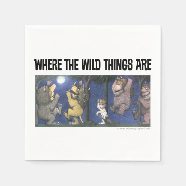 Wild Things and Max Dancing in Moonlight Napkin (Front)