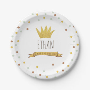 Wild Things Gold crown First birthday Paper Plates