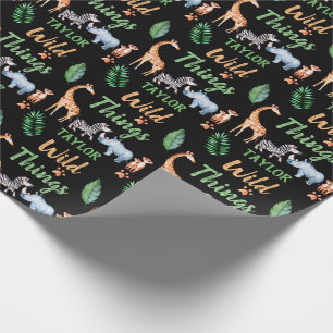 Wild Things Safari Animal Kids Birthday Party Wrapping Paper