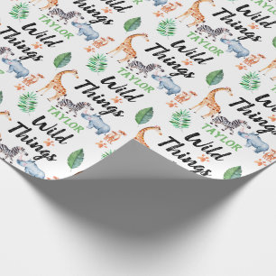 Wild Things Safari Animal Kids Birthday Party Wrapping Paper
