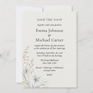 Wild Thistle & Wheat Botanical Elegant Save Invitation