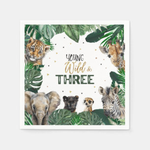 Wild & Three Safari birthday invitation Napkin