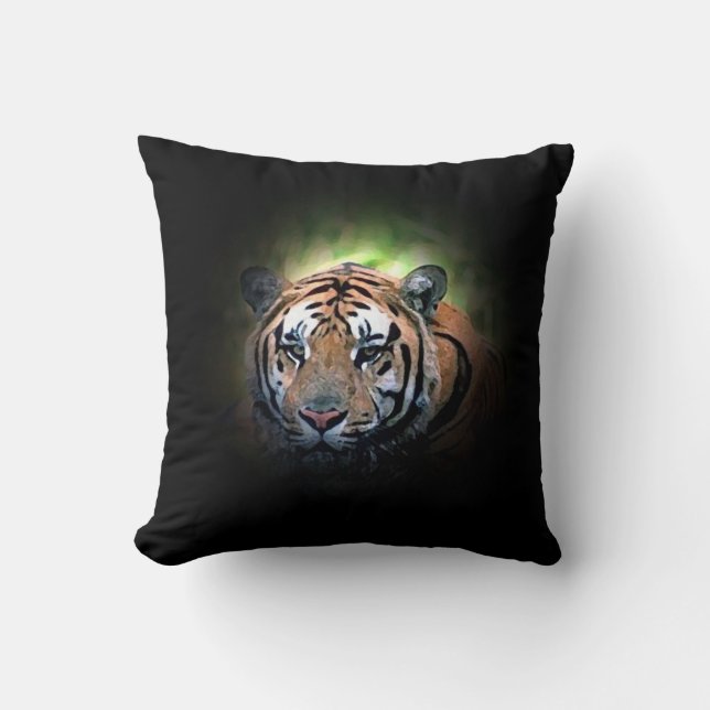 Wild Tiger Artwork Throw Pillow (Front)