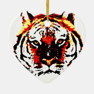 Wild Tiger Eyes Ceramic Tree Decoration