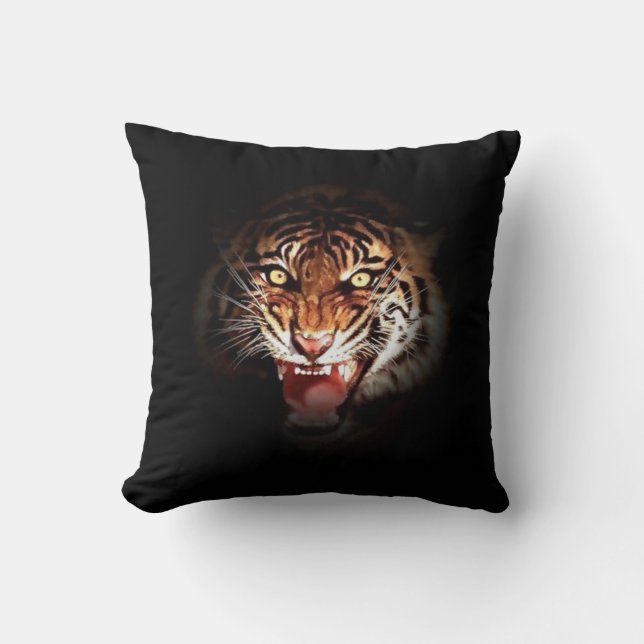Wild Tiger Eyes Throw Pillow (Front)