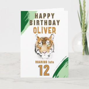 Wild Tiger Head Watercolor Birthday  Card