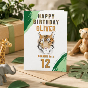 Wild Tiger Head Watercolor Birthday Card