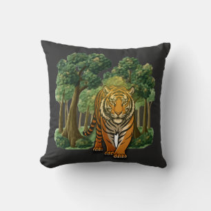 “Wild Tiger in the Forest – Natural Light Jungle D Cushion
