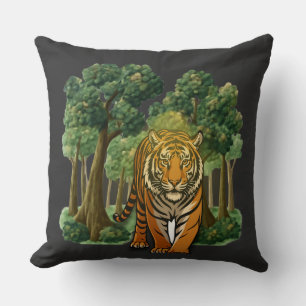 “Wild Tiger in the Forest – Natural Light Jungle D Cushion
