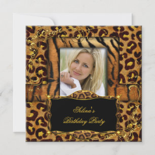 Wild Tiger Leopard Birthday Party Animal Invitation