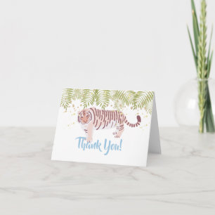 Wild Tiger Palm Tree Leaves Light Blue Thank You Card