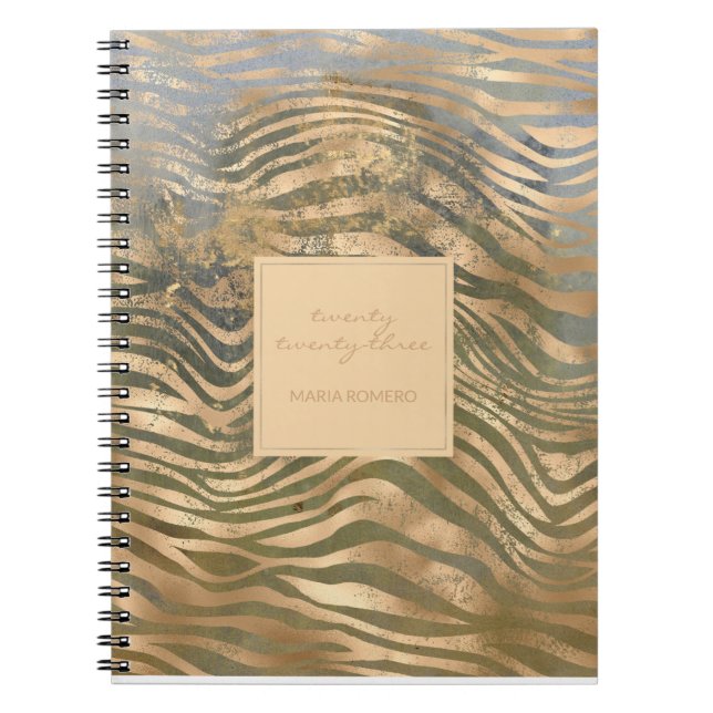 Wild Tiger Print Jungle Safari Modern Gold Notebook (Front)