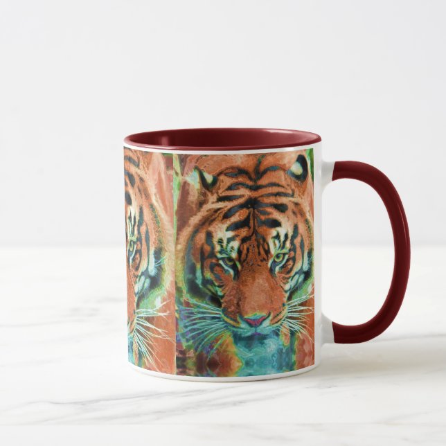 Wild Tiger Reflection Big Cat Wildlife Art Mug (Right)