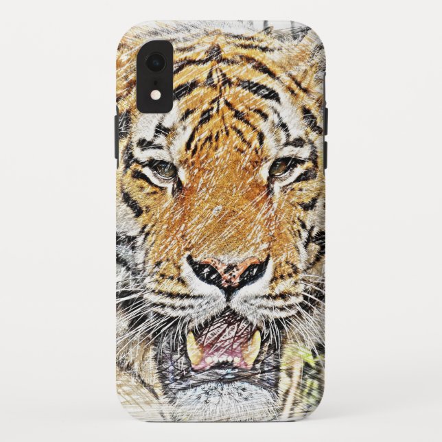 Wild Tiger Sketch Case-Mate iPhone Case (Back)