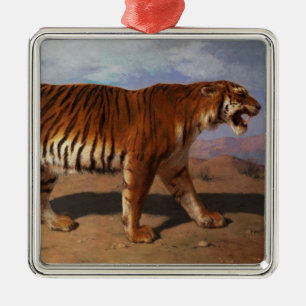 Wild Tiger Stalking its Prey (by Rosa Bonheur) Metal Tree Decoration