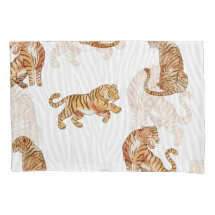 Wild Tigers: Watercolor Animal Pattern. Pillowcase