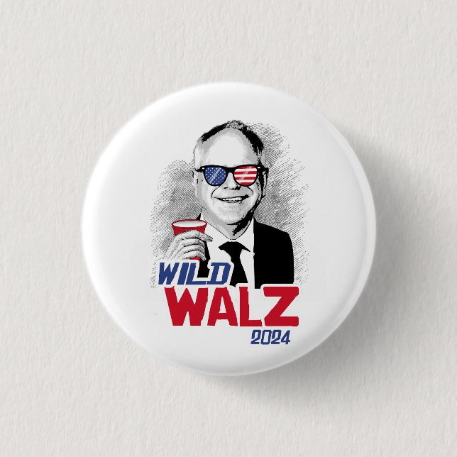 Wild Tim Walz 3 Cm Round Badge (Front)