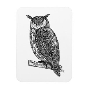 Wild Totem Animal Owl Doodle Magnet