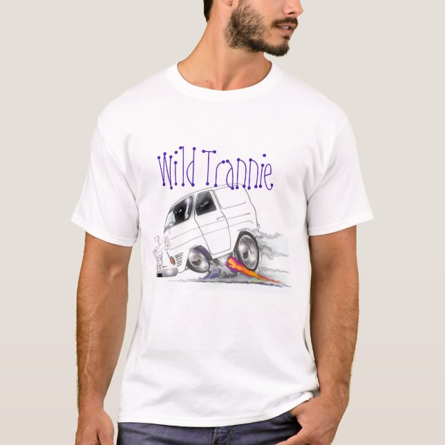 Wild Trannie , Custom Cartoon Transit Van T-Shirt (Front)