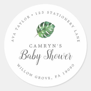 Wild Tropical Baby Shower Circular Return Address Classic Round Sticker