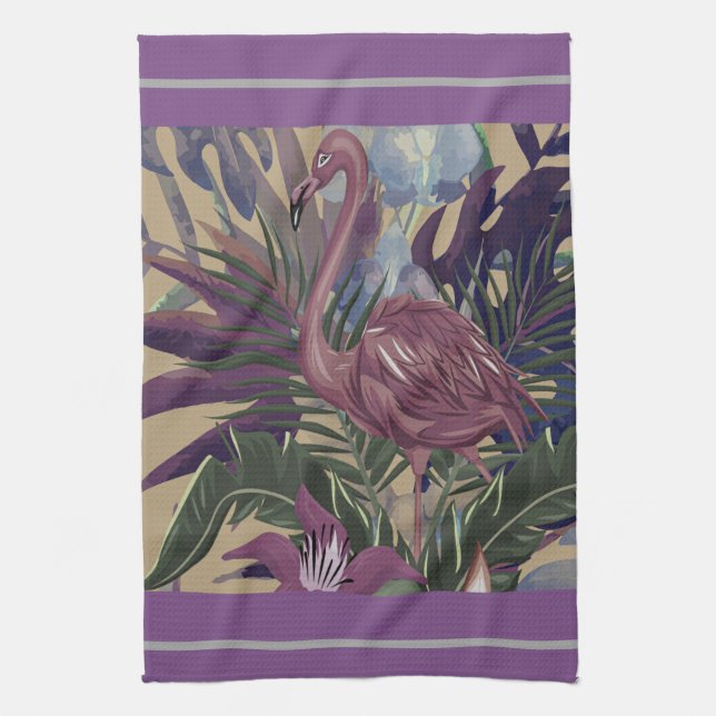 Wild Tropical Flamingo Tea Towel (Vertical)
