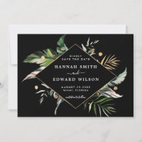 Wild Tropical Foliage Black Wedding Photo